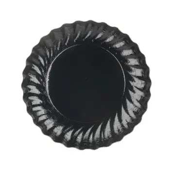 Black Swirled Cardboard Plates Ø 80 ins. Ø 97 Out. - Pack of 100
