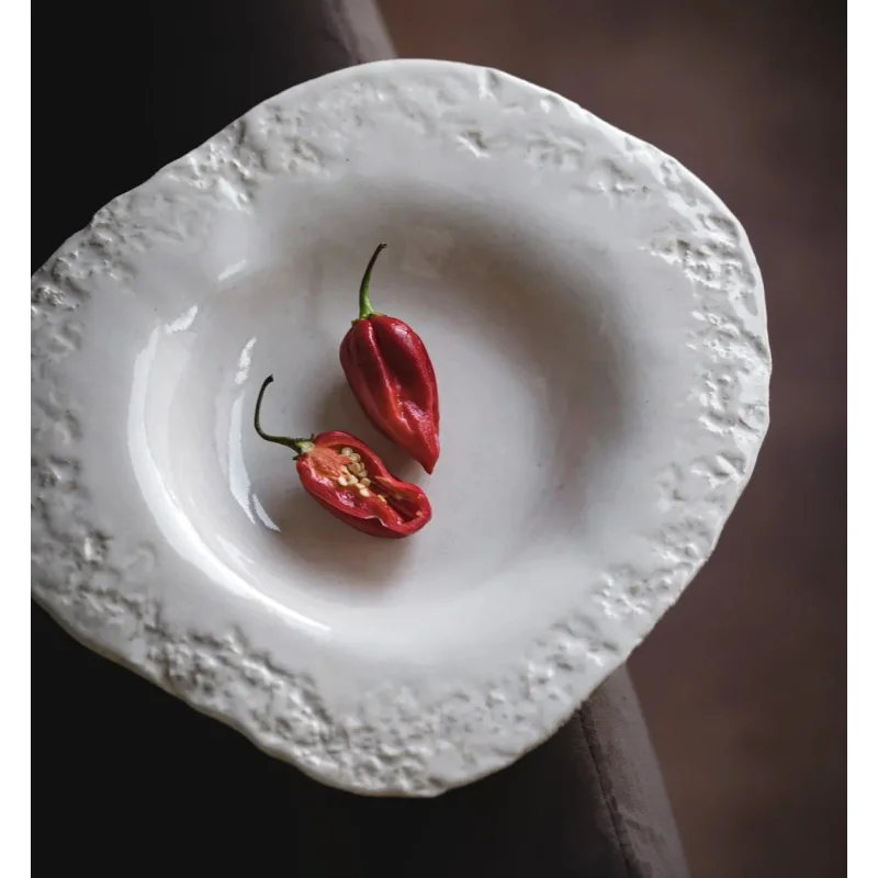 Artisan Handcrafted Lithos Bowl White - Dia: 26cm - H: 4cm - Case of 6