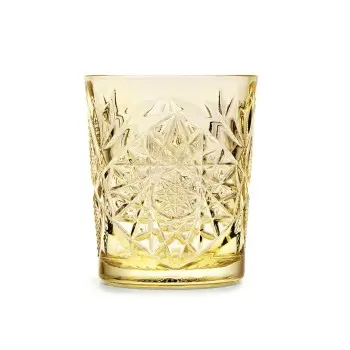 Onis Pale Yellow Icon Double Old Fashioned Glass 3.5 Inch - 12oz- Set of 6 pcs