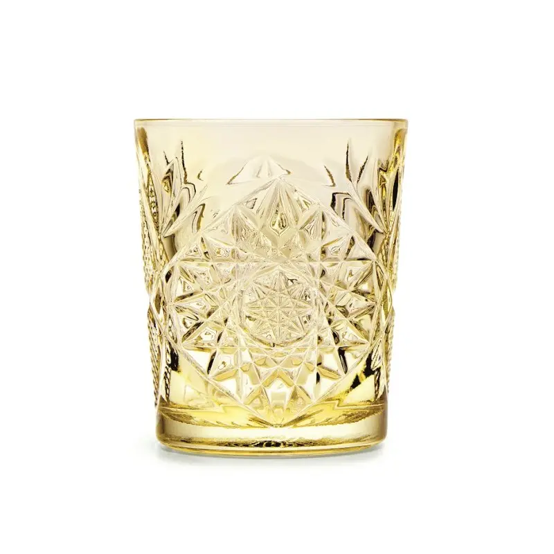 Onis Pale Yellow Icon Double Old Fashioned Glass 3.5 Inch - 12oz- Set of 6 pcs