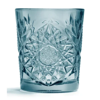 Onis Blue Icon Double Old Fashioned Glass 3.5 Inch - 12oz- Set of 6 pcs