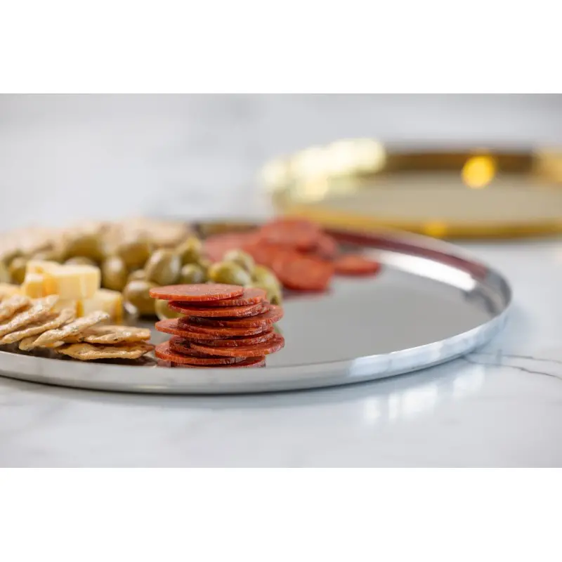 Service Ideas Modern Edge Tray 18 8 Stainless Steel With Removable Insert 14 Inch Rose Gold Finish