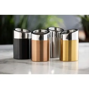Service Ideas Trash Can 1.5 Liter Rose Gold Base With Polished Angled Top