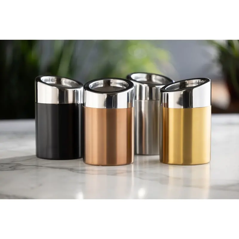 Service Ideas Trash Can 1.5 Liter Rose Gold Base With Polished Angled Top