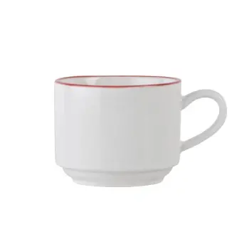 Mikasa 11.2oz Crm Sp Cup Bistro Pin Red Porcelain - Set of 12