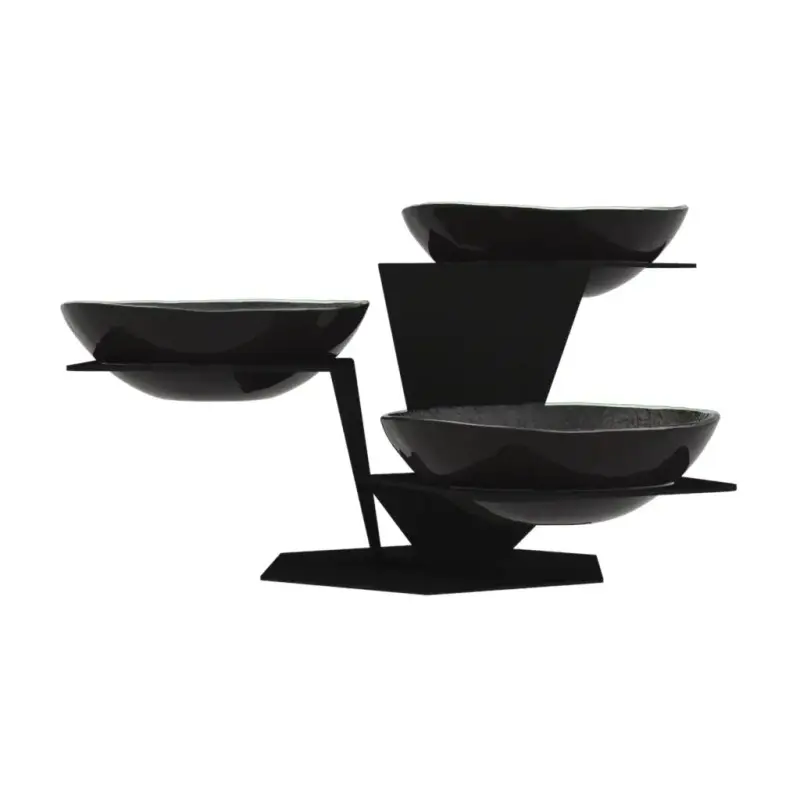 My Glass Studio Serving Bowl With Stand, Black - Set of 2 - 60.0 x 51.0 x 31 cm