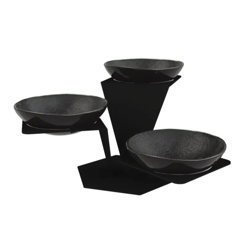 My Glass Studio Serving Bowl With Stand, Black - Set of 2 - 60.0 x 51.0 x 31 cm
