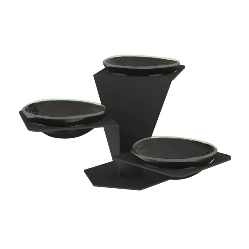 My Glass Studio Serving Bowl With Stand, Black - Set of 2 - 40.2 x 35.2 x 20 cm