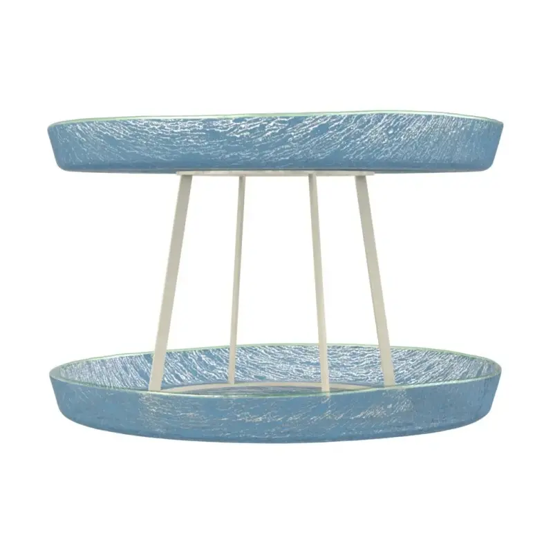 My Glass Studio Seafood Tower, Blue - Dia: 59 cm, H: 38 cm