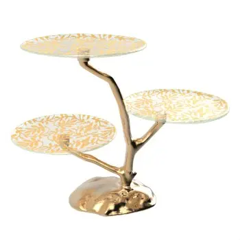 My Glass Studio Tea Stand, Gold - 48.0 x 40.0 x 38.0 cm