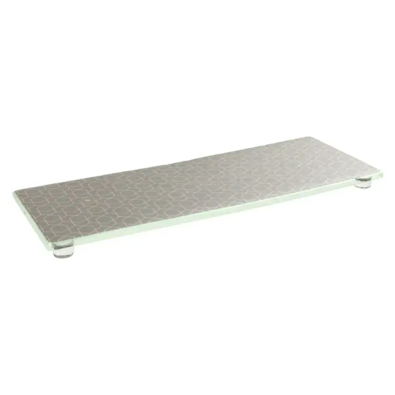 My Glass Studio Footed Board, Grey - Set of 3 - 35.5 x 13.0 x 2 cm