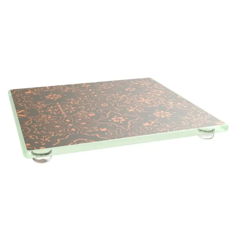 My Glass Studio Footed Board, Silver - Set of 6 - 22.0 x 22.0 x 2.0 cm