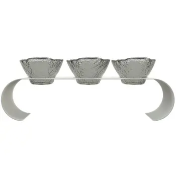 My Glass Studio Serving Bowl With Stand, Grey - Set of 2 - 39.0 x 17.0 x 10 cm