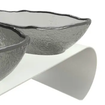 My Glass Studio Serving Bowl With Stand, Grey - Set of 2 - 39.0 x 17.0 x 10 cm