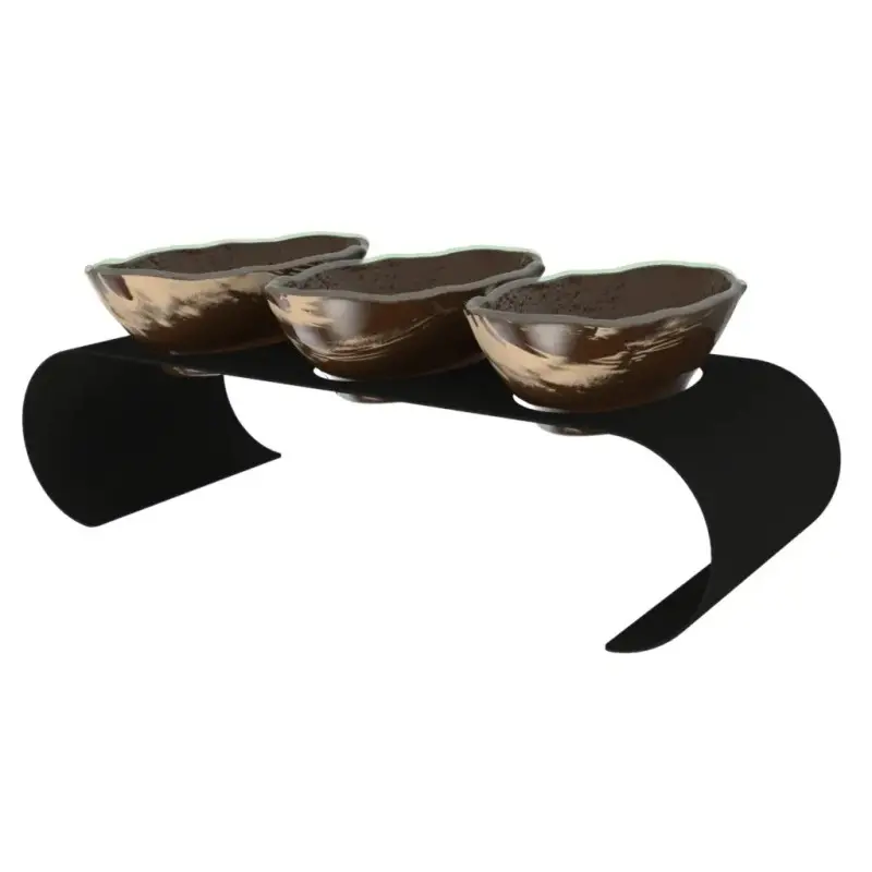 My Glass Studio Serving Bowl & Stand, Brown - Set of 4 - 39.0 x 17.0 x 10 cm