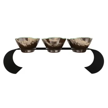 My Glass Studio Serving Bowl & Stand, Brown - Set of 4 - 39.0 x 17.0 x 10 cm