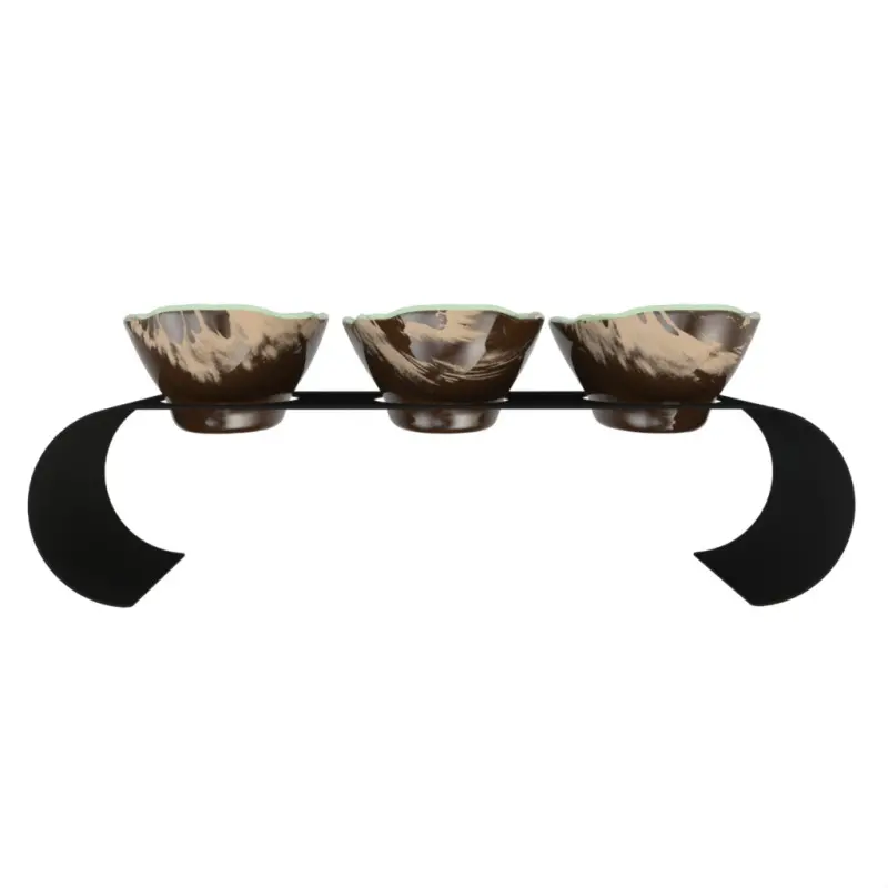 My Glass Studio Serving Bowl & Stand, Brown - Set of 4 - 39.0 x 17.0 x 10 cm