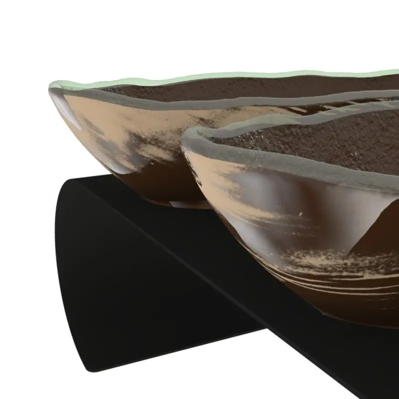My Glass Studio Serving Bowl & Stand, Brown - Set of 4 - 39.0 x 17.0 x 10 cm