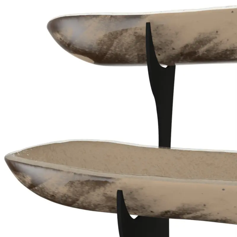 My Glass Studio Serving Bowl & Stand, Beige - Set of 2 - 61.0 x 45.0 x 49.0 cm
