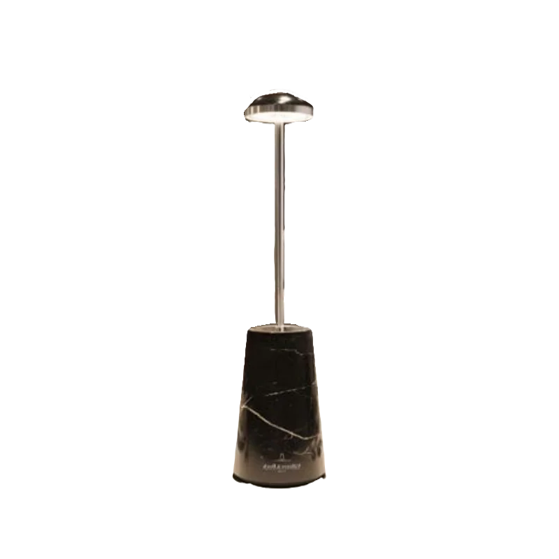Siena Collection Metallic Marble/Chrome Cordless Lamp - 2.5 in Dia x 10 in H - 1.9 watt
