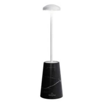Siena Collection Marble/White Cordless Lamp - 2.5 in Dia x 10 in H - 1.9 watt