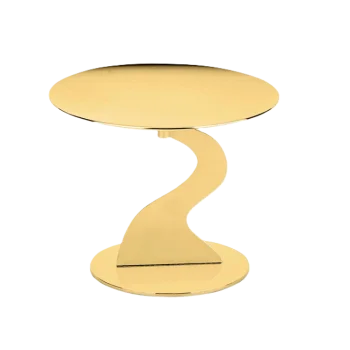 Gold Plated Stand 1 Rounded Plate - Dia: 20 cm H: 16 cm