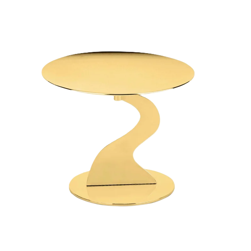 Gold Plated Stand 1 Rounded Plate - Dia: 20 cm H: 16 cm