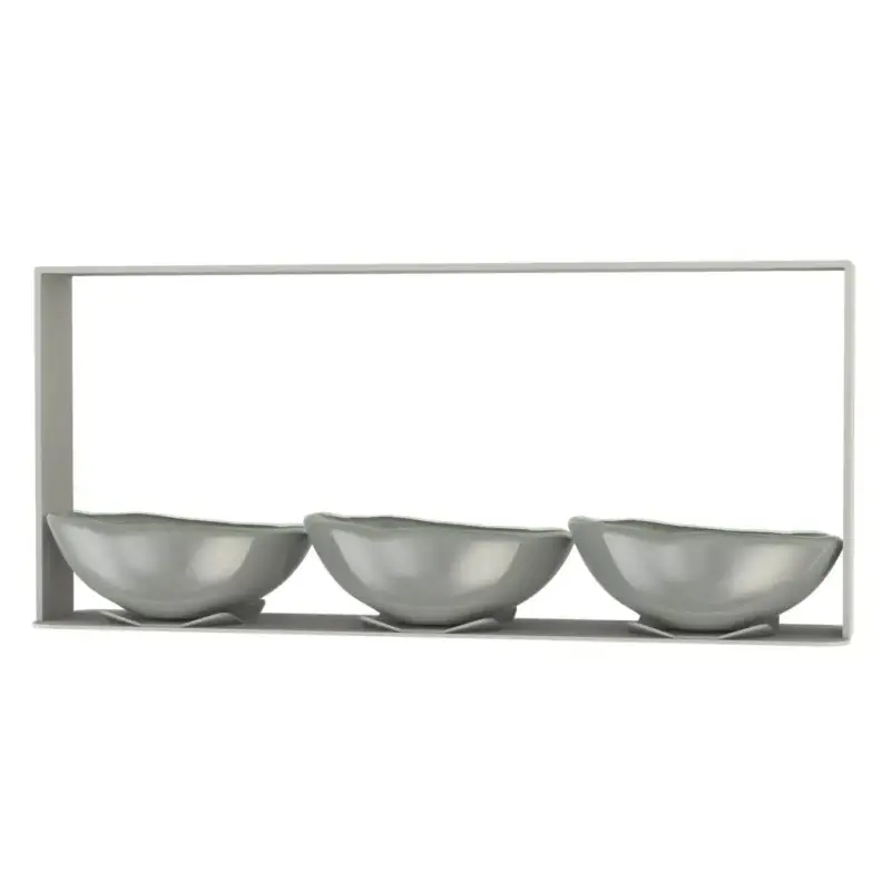 My Glass Studio Chip Dip Server, Grey - Set of 4 - 31.0 x 6.0 x 14 cm