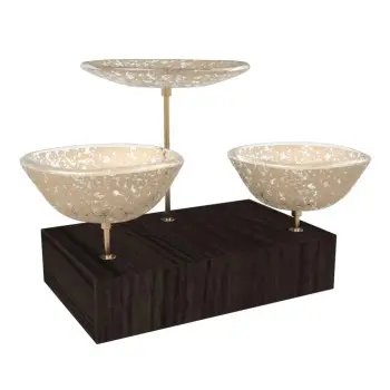 My Glass Studio Nut Bowl, Beige - Set of 4 - 17.5 x 11.0 x 15.0 cm