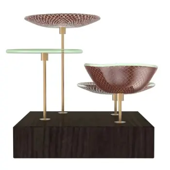 My Glass Studio Petit Fours Stand, Dark Red - Set of 4 - 21.5 x 21.5 x 19 cm