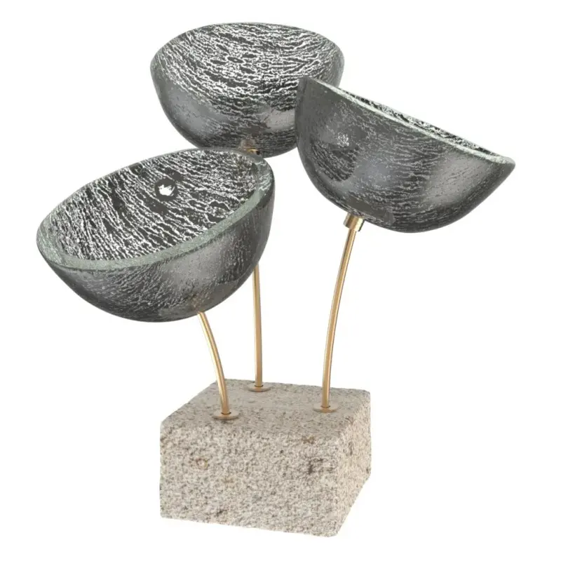 My Glass Studio Nut Bowl, Grey - Set of 3 - Dia: 15 cm, H: 18 cm