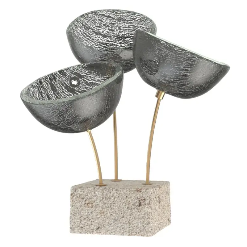 My Glass Studio Nut Bowl, Grey - Set of 3 - Dia: 15 cm, H: 18 cm