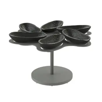 My Glass Studio Appetizer Server, Grey - Set of 2 - Dia: 30 cm, H: 14 cm