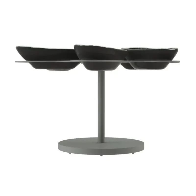 My Glass Studio Appetizer Server, Grey - Set of 2 - Dia: 30 cm, H: 14 cm