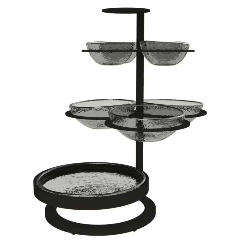 My Glass Studio Appetizer Server, Grey - Set of 2 - 36.0 x 28.0 x 36.0 cm