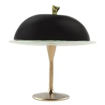My Glass Studio Cake Stand & Dome, Black - Set of 4 - Dia: 24 cm, H: 26 cm