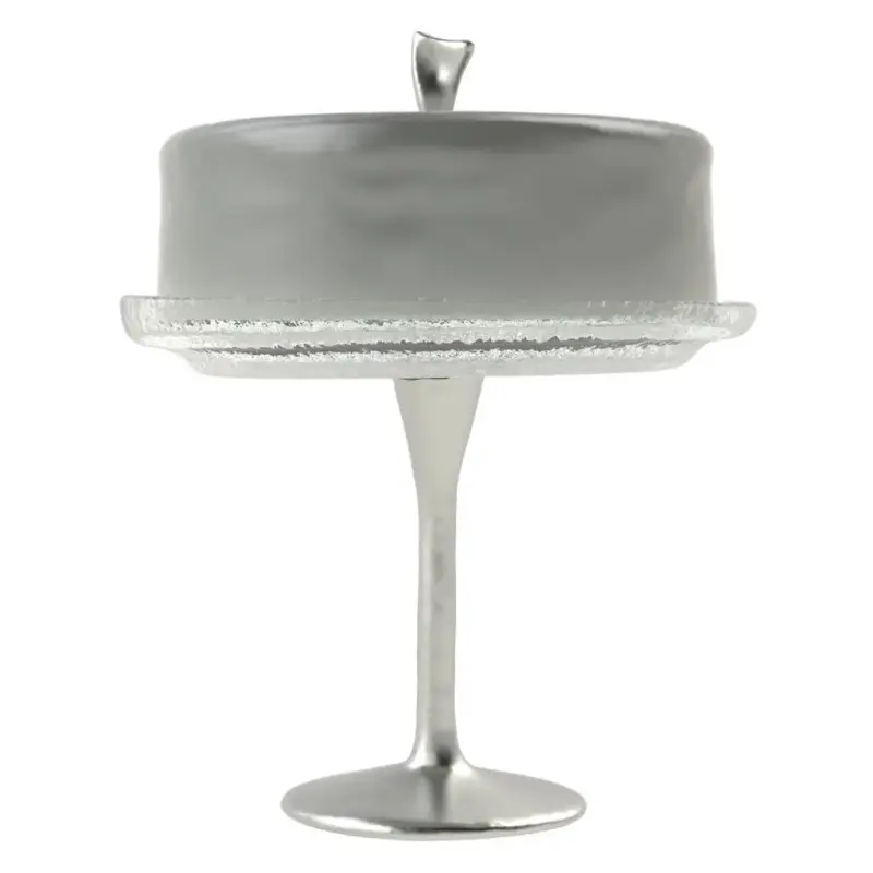 My Glass Studio Cake Stand & Dome, Grey - Set of 2 - Dia: 20 cm, H: 26 cm
