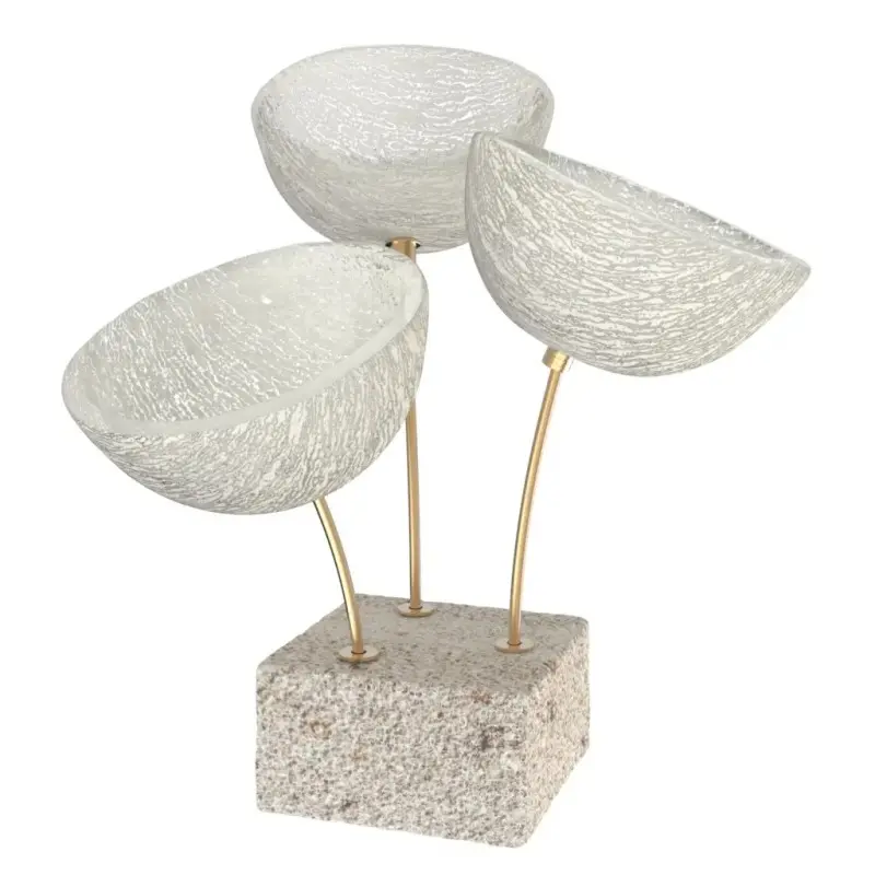 My Glass Studio Nut Bowl, Cream - Set of 3 - Dia: 15 cm, H: 18 cm