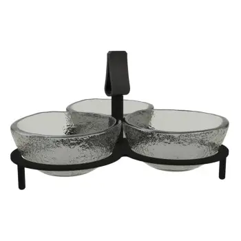 My Glass Studio Nut Bowl, Grey - Set of 4 - Dia: 16 cm, H: 9 cm