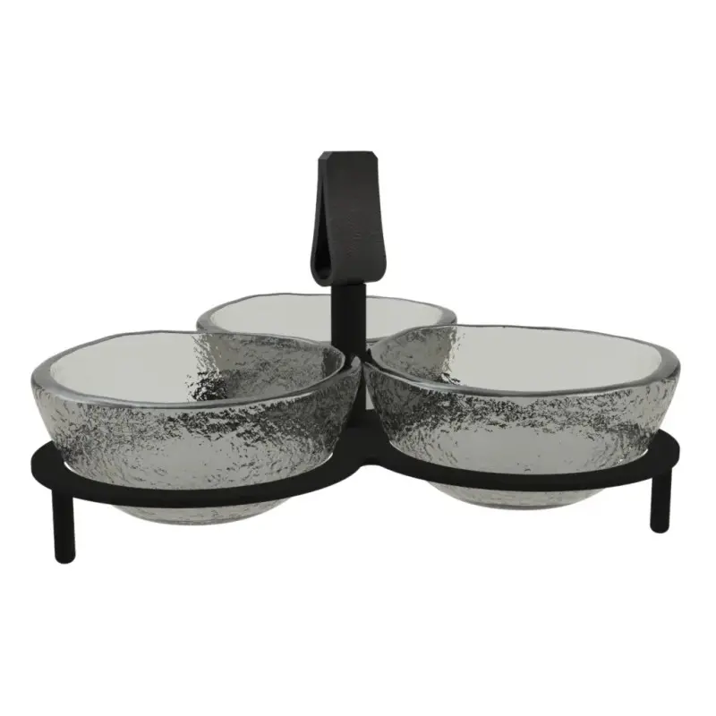My Glass Studio Nut Bowl, Grey - Set of 4 - Dia: 16 cm, H: 9 cm
