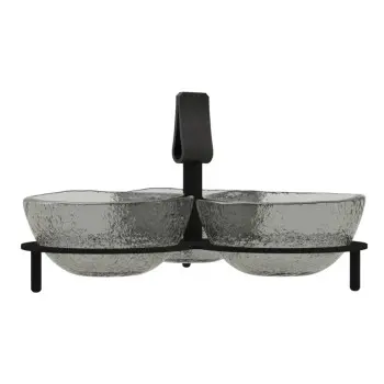My Glass Studio Nut Bowl, Grey - Set of 4 - Dia: 16 cm, H: 9 cm