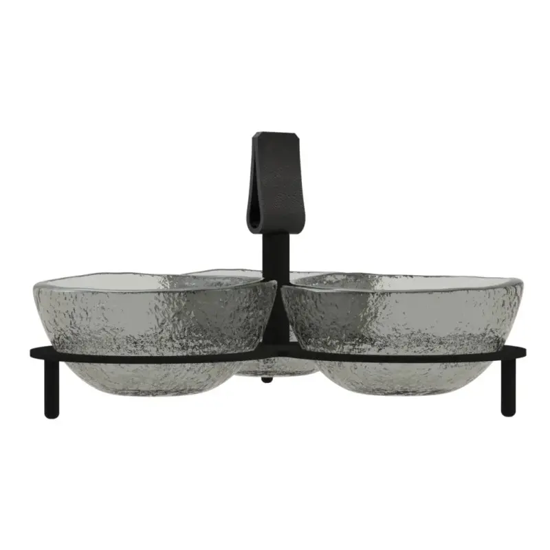 My Glass Studio Nut Bowl, Grey - Set of 4 - Dia: 16 cm, H: 9 cm