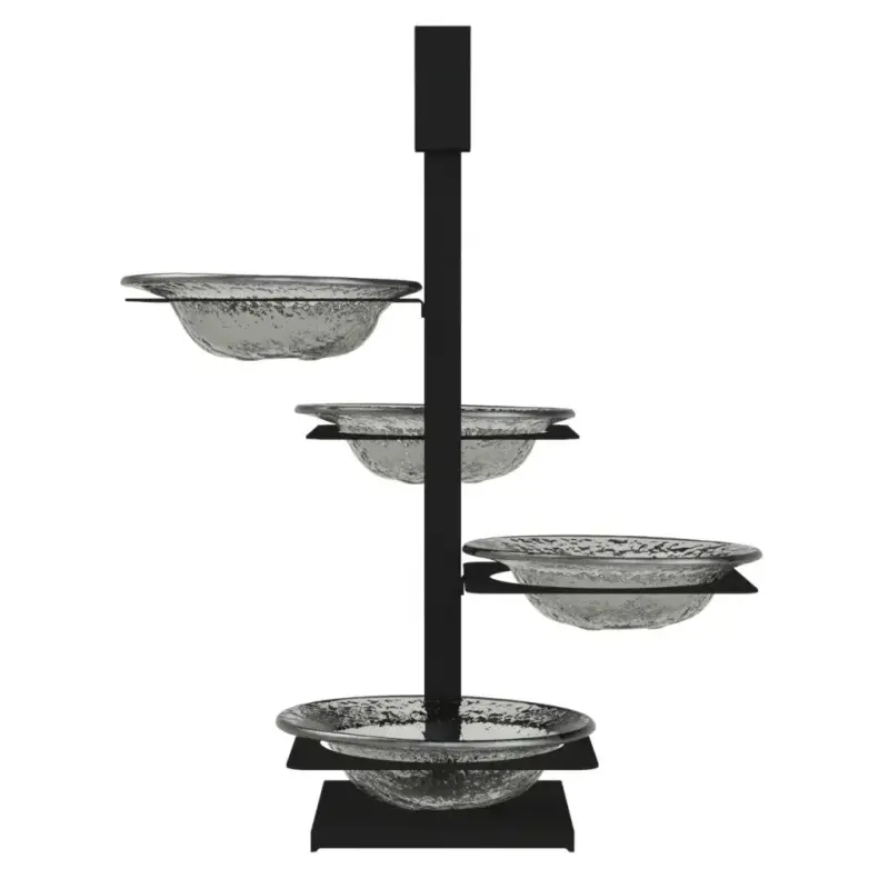 My Glass Studio Appetizer Server, Grey - Set of 2 - 32.6 x 32.6 x 43.2 cm
