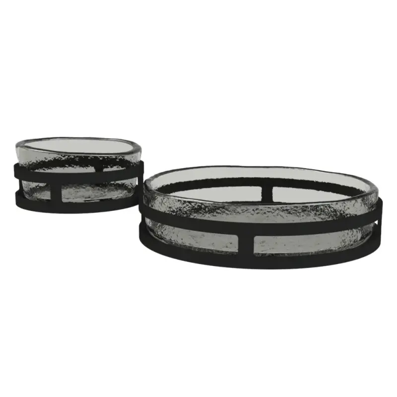 My Glass Studio Chip Dip Server, Grey - Set of 2 - 29.0 x 18.5 x 8.0 cm