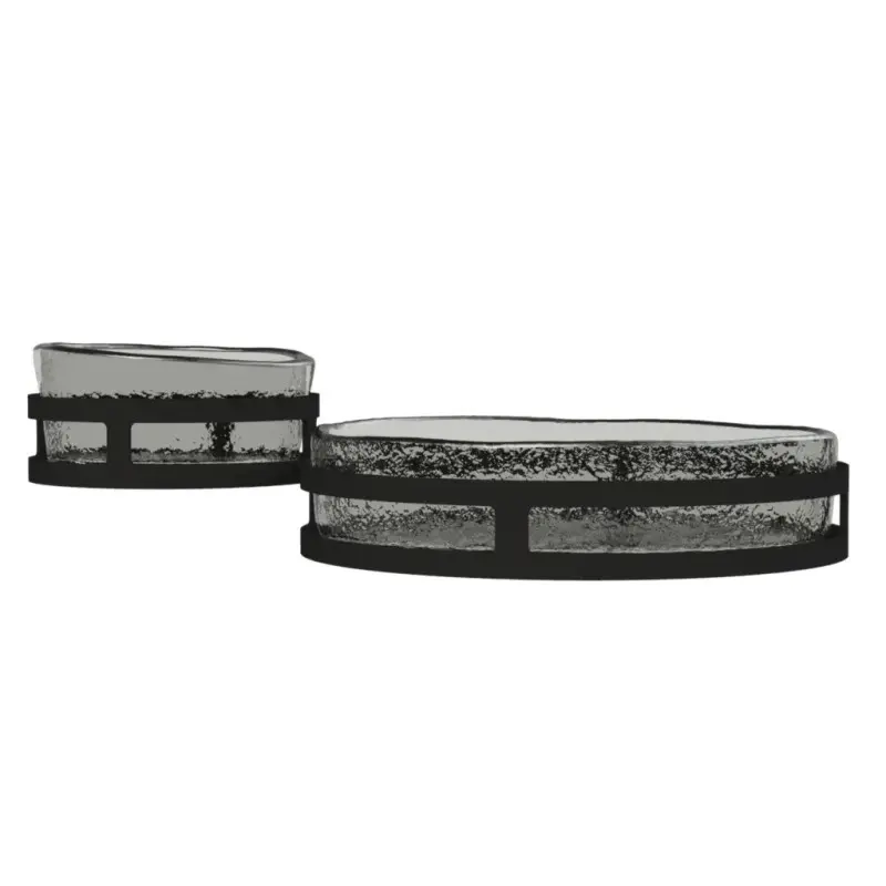 My Glass Studio Chip Dip Server, Grey - Set of 2 - 29.0 x 18.5 x 8.0 cm