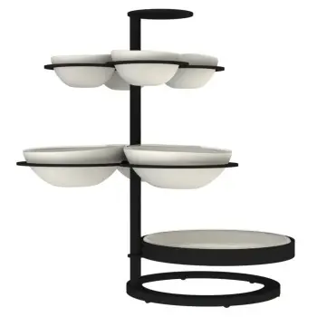 My Glass Studio Chip Dip Server, Cream - Set of 2 - 36.0 x 28.0 x 36.0 cm