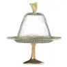 My Glass Studio Cake Stand & Dome, Natural - Set of 4 - Dia: 17 cm, H: 18 cm