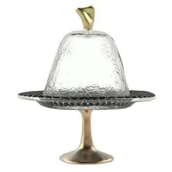 My Glass Studio Dome Plate Cover, Black - Set of 4 - Dia: 17 cm, H: 18 cm