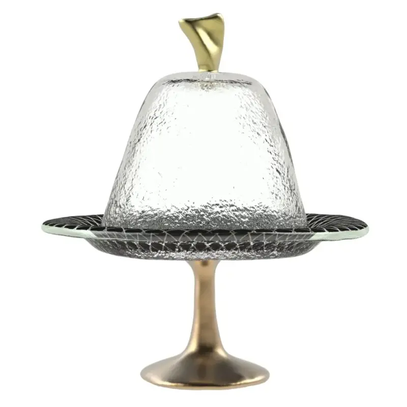 My Glass Studio Dome Plate Cover, Black - Set of 4 - Dia: 17 cm, H: 18 cm