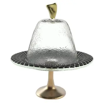 My Glass Studio Dome Plate Cover, Black - Set of 4 - Dia: 17 cm, H: 18 cm